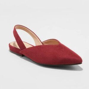 a new day Burgundy Pointed Toe Slingback Flats